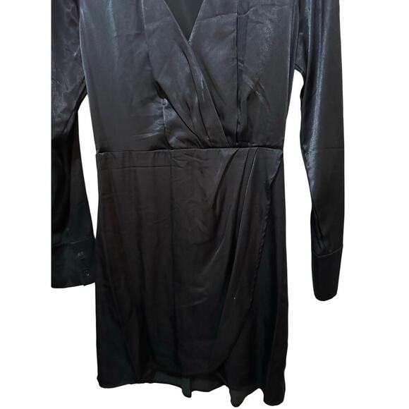 Abercrombie & Fitch Black Satin Mini Wrap Dress Size Medium - Picture 5 of 9